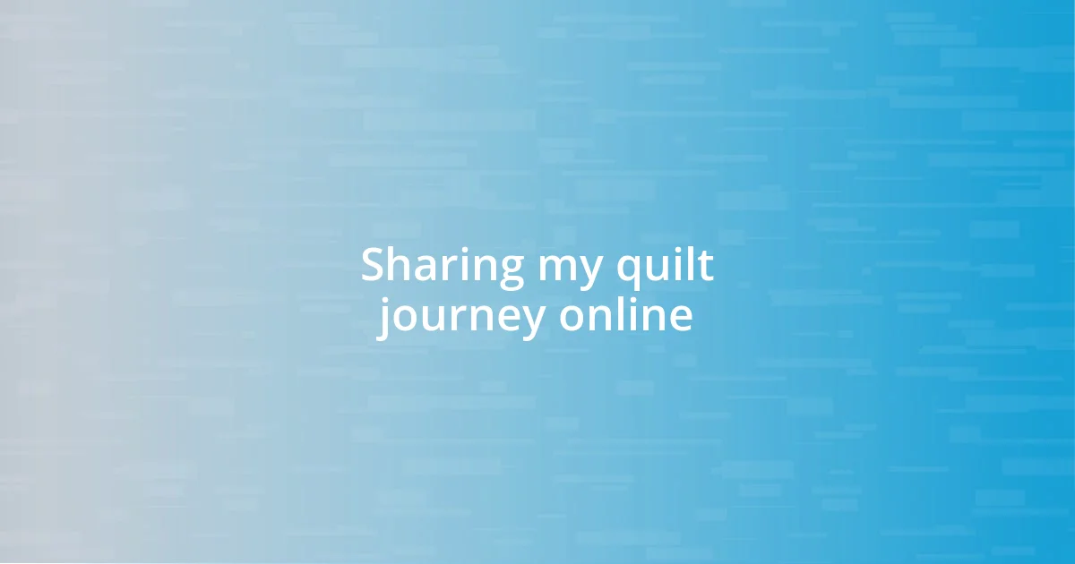 Sharing my quilt journey online